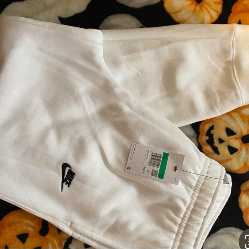 Nike White Joggers with Black Logo